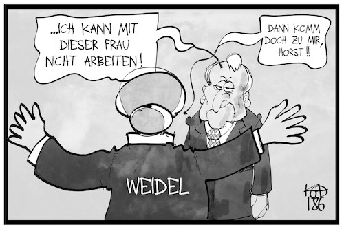 Cartoon: Seehofer und Weidel (medium) by Kostas Koufogiorgos tagged karikatur,koufogiorgos,illustration,cartoon,seehofer,weidel,csu,afd,politik,asylstreit,partei,karikatur,koufogiorgos,illustration,cartoon,seehofer,weidel,csu,afd,politik,asylstreit,partei