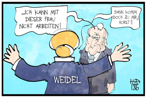 Cartoon: Seehofer und Weidel (medium) by Kostas Koufogiorgos tagged karikatur,koufogiorgos,illustration,cartoon,seehofer,weidel,csu,afd,politik,asylstreit,partei,karikatur,koufogiorgos,illustration,cartoon,seehofer,weidel,csu,afd,politik,asylstreit,partei