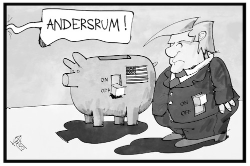 Cartoon: Shutdown (medium) by Kostas Koufogiorgos tagged karikatur,koufogiorgos,illustration,cartoon,usa,shutdown,haushaltssperre,sparschwein,trump,karikatur,koufogiorgos,illustration,cartoon,usa,shutdown,haushaltssperre,sparschwein,trump