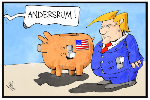 Cartoon: Shutdown (medium) by Kostas Koufogiorgos tagged karikatur,koufogiorgos,illustration,cartoon,usa,shutdown,haushaltssperre,sparschwein,trump,karikatur,koufogiorgos,illustration,cartoon,usa,shutdown,haushaltssperre,sparschwein,trump