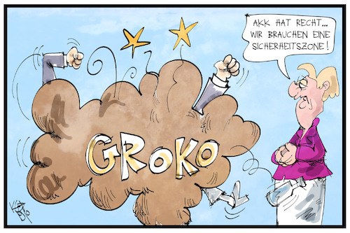 Cartoon: Sicherheitszone Groko (medium) by Kostas Koufogiorgos tagged karikatur,koufogiorgos,illustration,cartoon,groko,streit,merkel,kramp,karrenbauer,akk,syrien,sicherheitszone,spd,cdu,demokratie,außenpolitik,karikatur,koufogiorgos,illustration,cartoon,groko,streit,merkel,kramp,karrenbauer,akk,syrien,sicherheitszone,spd,cdu,demokratie,außenpolitik