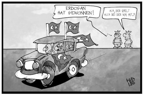 Cartoon: Sieg für Erdogan (medium) by Kostas Koufogiorgos tagged karikatur,koufogiorgos,illustration,cartoon,erdogan,tuerkei,wahl,auto,corso,jubel,fan,wm,fussball,weltmeisterschaft,fahne,flagge,karikatur,koufogiorgos,illustration,cartoon,erdogan,tuerkei,wahl,auto,corso,jubel,fan,wm,fussball,weltmeisterschaft,fahne,flagge