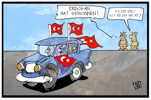 Cartoon: Sieg für Erdogan (medium) by Kostas Koufogiorgos tagged karikatur,koufogiorgos,illustration,cartoon,erdogan,tuerkei,wahl,auto,corso,jubel,fan,wm,fussball,weltmeisterschaft,fahne,flagge,karikatur,koufogiorgos,illustration,cartoon,erdogan,tuerkei,wahl,auto,corso,jubel,fan,wm,fussball,weltmeisterschaft,fahne,flagge