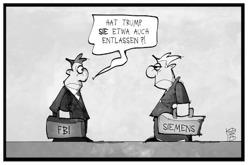 Cartoon: Siemens (medium) by Kostas Koufogiorgos tagged karikatur,koufogiorgos,illustration,cartoon,siemens,fbi,usa,comey,entlassung,stellen,stellenabbau,arbeit,wirtschaft,kürzung,angestellter,karikatur,koufogiorgos,illustration,cartoon,siemens,fbi,usa,comey,entlassung,stellen,stellenabbau,arbeit,wirtschaft,kürzung,angestellter