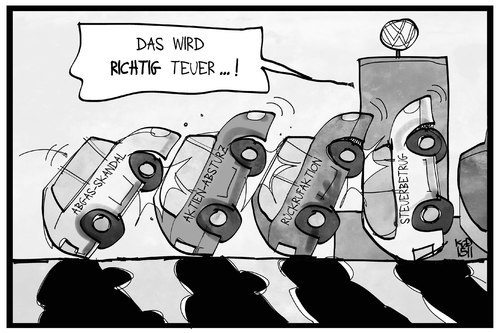 Cartoon: Skandal-Domino bei VW (medium) by Kostas Koufogiorgos tagged karikatur,koufogiorgos,illustration,cartoon,vw,volkswagen,skandal,dieselgate,steuerbetrug,abgasskandal,auto,domino,wolfsburg,wirtschaft,automobilindustrie,karikatur,koufogiorgos,illustration,cartoon,vw,volkswagen,skandal,dieselgate,steuerbetrug,abgasskandal,auto,domino,wolfsburg,wirtschaft,automobilindustrie