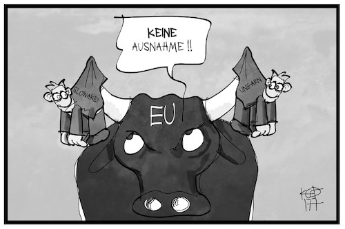 Cartoon: Slowakei und Ungarn (medium) by Kostas Koufogiorgos tagged karikatur,koufogiorgos,illustration,cartoon,slowakei,ungarn,stier,europa,eu,flüchtlingsquote,urteil,eugh,flüchtlingskrise,karikatur,koufogiorgos,illustration,cartoon,slowakei,ungarn,stier,europa,eu,flüchtlingsquote,urteil,eugh,flüchtlingskrise