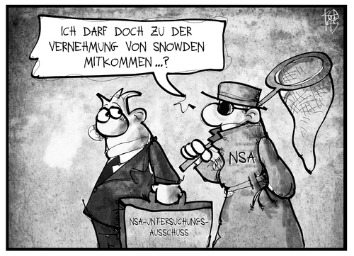 Cartoon: Snowden-Vernehmung (medium) by Kostas Koufogiorgos tagged karikatur,koufogiorgos,illustration,cartoon,nsa,untersuchungsausschuss,snowden,geheimdienst,agent,usa,vernehmung,festnahme,anhörung,politik,karikatur,koufogiorgos,illustration,cartoon,nsa,untersuchungsausschuss,snowden,geheimdienst,agent,usa,vernehmung,festnahme,anhörung,politik