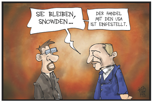 Cartoon: Snowden (medium) by Kostas Koufogiorgos tagged karikatur,koufogiorgos,illustration,cartoon,snowden,putin,russland,usa,whistleblower,export,wirtschaft,handel,konflikt,karikatur,koufogiorgos,illustration,cartoon,snowden,putin,russland,usa,whistleblower,export,wirtschaft,handel,konflikt