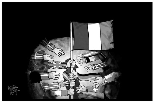 Cartoon: Solidarität mit Frankreich (medium) by Kostas Koufogiorgos tagged karikatur,koufogiorgos,illustration,cartoon,nizza,frankreich,fahne,flagge,unterstützung,europa,terrorismus,terroranschlag,solidarität,karikatur,koufogiorgos,illustration,cartoon,nizza,frankreich,fahne,flagge,unterstützung,europa,terrorismus,terroranschlag,solidarität