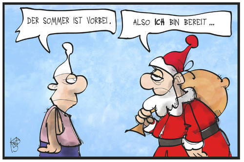 Cartoon: Sommerende (medium) by Kostas Koufogiorgos tagged karikatur,koufogiorgos,illustration,cartoon,sommer,ende,herbstanfang,weihnachten,weihnachtsmann,saison,karikatur,koufogiorgos,illustration,cartoon,sommer,ende,herbstanfang,weihnachten,weihnachtsmann,saison