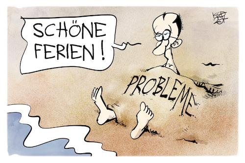 Cartoon: Sommerpause (medium) by Kostas Koufogiorgos tagged karikatur,koufogiorgos,sommerpause,merz,strand,ferien,karikatur,koufogiorgos,sommerpause,merz,strand,ferien