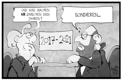 Cartoon: Sondieren zwischen den Jahren (medium) by Kostas Koufogiorgos tagged karikatur,koufogiorgos,illustration,cartoon,sondierung,jahren,merkel,schulz,politik,regierung,karikatur,koufogiorgos,illustration,cartoon,sondierung,jahren,merkel,schulz,politik,regierung