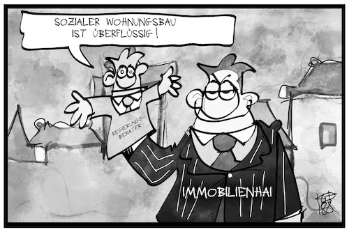 Cartoon: Sozialer Wohnungsbau (medium) by Kostas Koufogiorgos tagged karikatur,koufogiorgos,illustration,cartoon,wohnungen,sozial,immobilien,vermietung,wohnungsnot,mietpreisbremse,karikatur,koufogiorgos,illustration,cartoon,wohnungen,sozial,immobilien,vermietung,wohnungsnot,mietpreisbremse