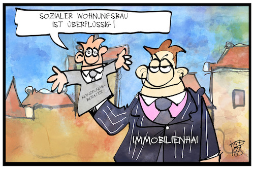 Cartoon: Sozialer Wohnungsbau (medium) by Kostas Koufogiorgos tagged karikatur,koufogiorgos,illustration,cartoon,wohnungen,sozial,immobilien,vermietung,wohnungsnot,mietpreisbremse,karikatur,koufogiorgos,illustration,cartoon,wohnungen,sozial,immobilien,vermietung,wohnungsnot,mietpreisbremse