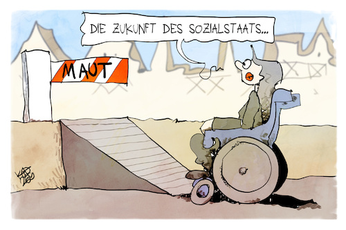 Cartoon: Sozialstaat (medium) by Kostas Koufogiorgos tagged karikatur,koufogiorgos,sozialstaat,rampe,behinderung,maut,karikatur,koufogiorgos,sozialstaat,rampe,behinderung,maut