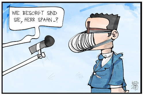 Cartoon: Spahn ist besorgt (medium) by Kostas Koufogiorgos tagged karikatur,koufogiorgos,illustration,cartoon,spahn,gesundheitsminister,maske,interview,reporter,medien,pandemie,corona,karikatur,koufogiorgos,illustration,cartoon,spahn,gesundheitsminister,maske,interview,reporter,medien,pandemie,corona