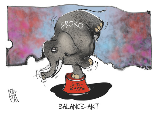 Cartoon: SPD-Basis (medium) by Kostas Koufogiorgos tagged koufogiorgos,karikatur,groko,koalition,koalitionsvertrag,balance,elefant,basis,spd,spd,basis,elefant,balance,koalitionsvertrag,koalition,groko,karikatur,koufogiorgos