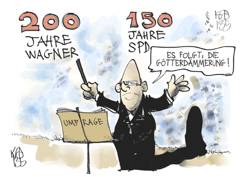 Cartoon: SPD-Götterdämmerung (medium) by Kostas Koufogiorgos tagged spd,wagner,jubiläum,geburtstag,umfrage,partei,karikatur,koufogiorgos,spd,wagner,jubiläum,geburtstag,umfrage,partei,karikatur,koufogiorgos