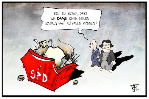 Cartoon: SPD-Sozialstaat (medium) by Kostas Koufogiorgos tagged karikatur,koufogiorgos,illustration,cartoon,spd,sozialstaat,partei,neubau,umbau,ruine,sozialdemokraten,karikatur,koufogiorgos,illustration,cartoon,spd,sozialstaat,partei,neubau,umbau,ruine,sozialdemokraten