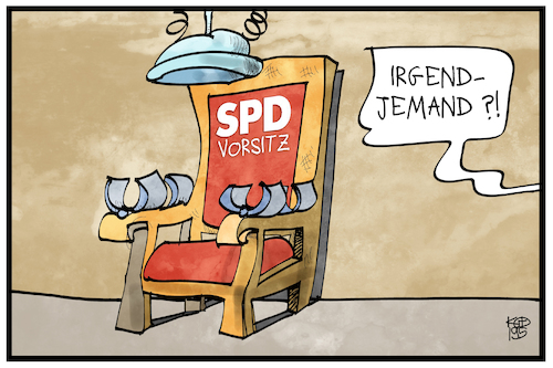 Cartoon: SPD-Vorsitz (medium) by Kostas Koufogiorgos tagged karikatur,koufogiorgos,illustration,cartoon,spd,vorsitz,stuhl,elektrisch,hinrichtung,sozialdemokraten,karikatur,koufogiorgos,illustration,cartoon,spd,vorsitz,stuhl,elektrisch,hinrichtung,sozialdemokraten