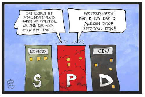 Cartoon: SPD auf der Suche (medium) by Kostas Koufogiorgos tagged karikatur,koufogiorgos,illustration,cartoon,spd,sozialdemokraten,partei,gruene,cdu,profil,suche,identität,programm,karikatur,koufogiorgos,illustration,cartoon,spd,sozialdemokraten,partei,gruene,cdu,profil,suche,identität,programm