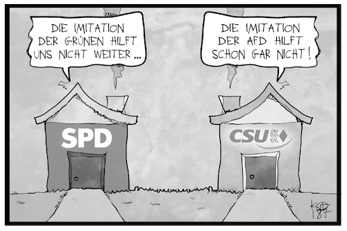 Cartoon: SPD und CSU (medium) by Kostas Koufogiorgos tagged karikatur,koufogiorgos,illustration,cartoon,spd,csu,afd,grüne,parteipolitik,profil,partei,haus,karikatur,koufogiorgos,illustration,cartoon,spd,csu,afd,grüne,parteipolitik,profil,partei,haus