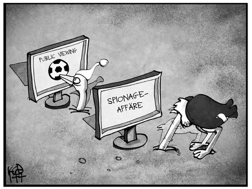 Cartoon: Spionageaffäre (medium) by Kostas Koufogiorgos tagged karikatur,koufogiorgos,illustration,cartoon,public,viewing,nachrichten,strauss,sand,fernsehen,medien,fussball,wm,weltmeisterschaft,spionage,skandal,nsa,politik,sport,karikatur,koufogiorgos,illustration,cartoon,public,viewing,nachrichten,strauss,sand,fernsehen,medien,fussball,wm,weltmeisterschaft,spionage,skandal,nsa,politik,sport