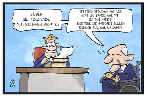 Cartoon: Staatliche Souveränität (medium) by Kostas Koufogiorgos tagged karikatur,koufogiorgos,illustration,cartoon,souveraenitaet,schaeuble,sekretaer,griechenland,diktat,einmischen,karikatur,koufogiorgos,illustration,cartoon,souveraenitaet,schaeuble,sekretaer,griechenland,diktat,einmischen