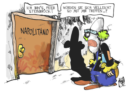 Cartoon: Steinbrück (medium) by Kostas Koufogiorgos tagged clown,steinbrück,napolitano,eklat,diplomatie,treffen,italien,wahl,populisten,spd,kanzlerkandidat,karikatur,kostas,koufogiorgos,clown,steinbrück,napolitano,eklat,diplomatie,treffen,italien,wahl,populisten,spd,kanzlerkandidat,karikatur,kostas,koufogiorgos