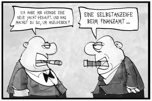 Cartoon: Steuerhinterziehung (medium) by Kostas Koufogiorgos tagged karikatur,koufogiorgos,illustration,cartoon,reichtum,steuern,selbstanzeige,steuerhinterziehung,betrug,geld,kriminalität,finanzamt,politik,karikatur,koufogiorgos,illustration,cartoon,reichtum,steuern,selbstanzeige,steuerhinterziehung,betrug,geld,kriminalität,finanzamt,politik