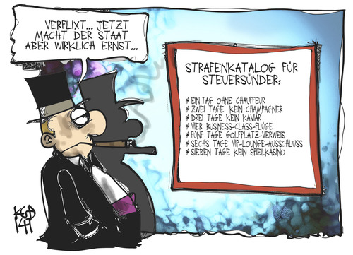 Cartoon: Steuersünder (medium) by Kostas Koufogiorgos tagged steuersünder,steuerflucht,reichtum,strafe,gesetz,fiskus,karikatur,koufogiorgos,steuersünder,steuerflucht,reichtum,strafe,gesetz,fiskus,karikatur,koufogiorgos