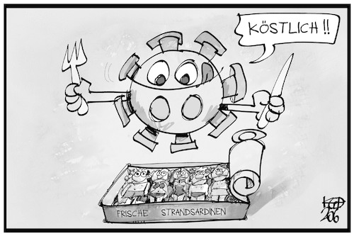 Cartoon: Strandsardinen (medium) by Kostas Koufogiorgos tagged karikatur,koufogiorgos,illustration,cartoon,grossbritannien,uk,corona,pandemie,strand,tourismus,abstand,sardinenbüchse,enge,lecker,virus,gesundheit,krankheit,karikatur,koufogiorgos,illustration,cartoon,grossbritannien,uk,corona,pandemie,strand,tourismus,abstand,sardinenbüchse,enge,lecker,virus,gesundheit,krankheit