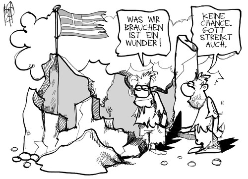 Cartoon: Streik in Griechenland (medium) by Kostas Koufogiorgos tagged griechenland,streik,gott,wunder,europa,euro,schulden,krise,wirtschaft,ruine,armut,karikatur,kostas,koufogiorgos,griechenland,streik,gott,wunder,europa,euro,schulden,krise,wirtschaft,ruine,armut,karikatur,kostas,koufogiorgos