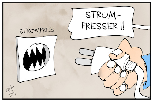 Cartoon: Strompreise (medium) by Kostas Koufogiorgos tagged karikatur,koufogiorgos,illustration,cartoon,strom,strompreis,verbraucher,energie,kosten,wirtschaft,karikatur,koufogiorgos,illustration,cartoon,strom,strompreis,verbraucher,energie,kosten,wirtschaft