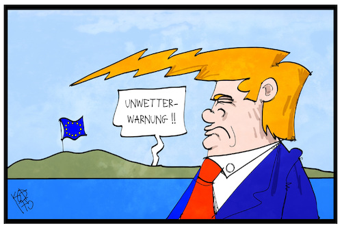 Cartoon: Sturm aus den USA (medium) by Kostas Koufogiorgos tagged karikatur,koufogiorgos,illustration,cartoon,usa,trump,sturm,europa,beziehung,unwetter,karikatur,koufogiorgos,illustration,cartoon,usa,trump,sturm,europa,beziehung,unwetter