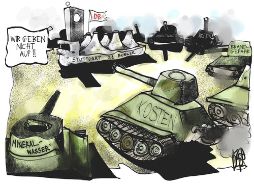 Cartoon: Stuttgart 21 (medium) by Kostas Koufogiorgos tagged stuttgart,21,bahn,grube,panzer,bunker,kosten,geld,bahnhof,infrastruktur,karikatur,kostas,koufogiorgos,stuttgart,21,bahn,grube,panzer,bunker,kosten,geld,bahnhof,infrastruktur,karikatur,kostas,koufogiorgos