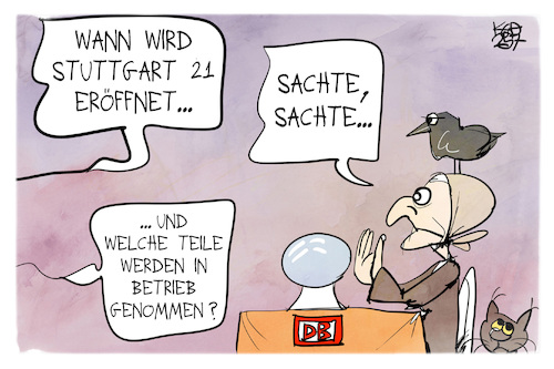 Cartoon: Stuttgart 21 (medium) by Kostas Koufogiorgos tagged karikatur,koufogiorgos,stuttgart,21,zukunft,hellseherin,glaskugel,bahn,karikatur,koufogiorgos,stuttgart,21,zukunft,hellseherin,glaskugel,bahn