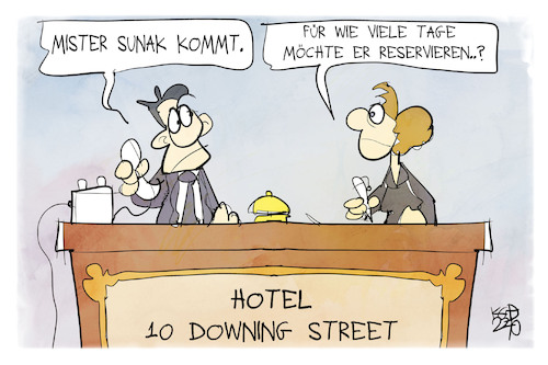 Cartoon: Sunak checkt ein (medium) by Kostas Koufogiorgos tagged karikatur,koufogiorgos,prime,minister,downing,street,hotel,rezeption,reservierung,uk,großbritannien,karikatur,koufogiorgos,prime,minister,downing,street,hotel,rezeption,reservierung,uk,großbritannien