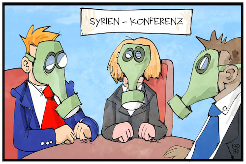 Cartoon: Syrien-Konferenz (medium) by Kostas Koufogiorgos tagged karikatur,koufogiorgos,illustration,cartoon,syrien,konferenz,giftgas,angriff,friedensgespräch,gasmaske,krieg,konflikt,karikatur,koufogiorgos,illustration,cartoon,syrien,konferenz,giftgas,angriff,friedensgespräch,gasmaske,krieg,konflikt