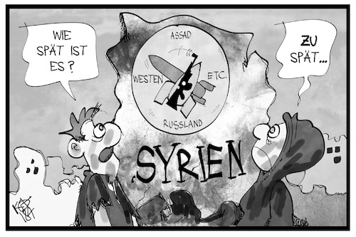 Cartoon: Syrien (medium) by Kostas Koufogiorgos tagged karikatur,koufogiorgos,illustration,cartoon,syrien,angriff,krieg,konflikt,zivilist,uhr,waffen,spät,zukunft,zerstörung,karikatur,koufogiorgos,illustration,cartoon,syrien,angriff,krieg,konflikt,zivilist,uhr,waffen,spät,zukunft,zerstörung