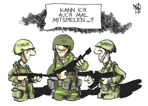 Cartoon: Syrienkonflikt (medium) by Kostas Koufogiorgos tagged usa,syrien,türkei,konflikt,krieg,assad,spiel,soldat,militär,armee,karikatur,kostas,koufogiorgos,usa,syrien,türkei,konflikt,krieg,assad,spiel,soldat,militär,armee,karikatur,kostas,koufogiorgos