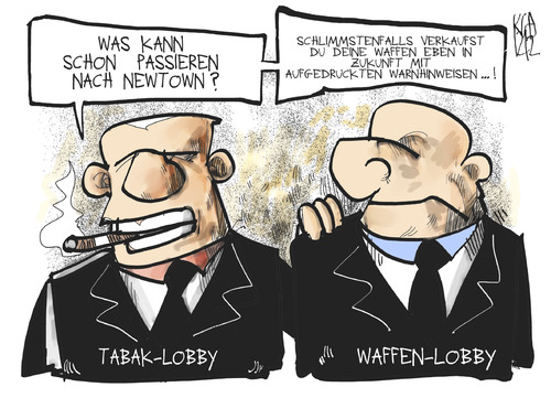 Cartoon: Tabak- und Waffenlobbyismus (medium) by Kostas Koufogiorgos tagged zigaretten,tabak,lobby,warnhinweis,waffen,usa,newtown,industrie,geschäft,wirtschaft,karikatur,kostas,koufogiorgos,zigaretten,tabak,lobby,warnhinweis,waffen,usa,newtown,industrie,geschäft,wirtschaft,karikatur,kostas,koufogiorgos