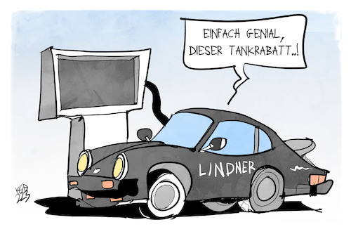 Cartoon: Tankrabatt (medium) by Kostas Koufogiorgos tagged koufogiorgos,karikatur,tankrabatt,porsche,lindner,sparen,benzin,tankstelle,koufogiorgos,karikatur,tankrabatt,porsche,lindner,sparen,benzin,tankstelle