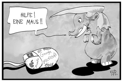 Cartoon: Tech gegen Trump (medium) by Kostas Koufogiorgos tagged karikatur,koufogiorgos,illustration,cartoon,trump,maus,computer,elefant,usa,wirtschaft,silicon,valley,angst,unternehmen,protest,karikatur,koufogiorgos,illustration,cartoon,trump,maus,computer,elefant,usa,wirtschaft,silicon,valley,angst,unternehmen,protest