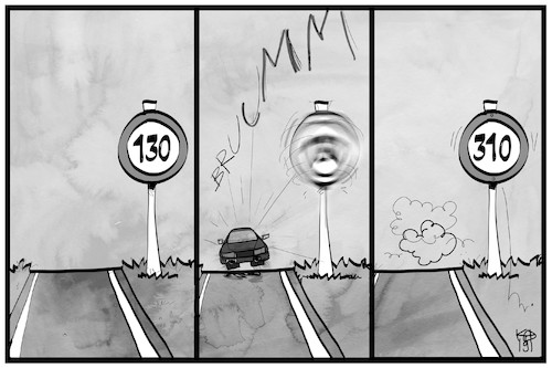Cartoon: Tempo 130 (medium) by Kostas Koufogiorgos tagged karikatur,koufogiorgos,illustration,cartoon,tempo,130,auto,autobahn,verkehr,raserumwelt,karikatur,koufogiorgos,illustration,cartoon,tempo,130,auto,autobahn,verkehr,raserumwelt