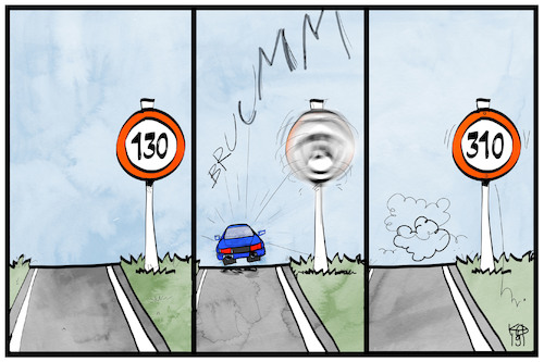 Cartoon: Tempo 130 (medium) by Kostas Koufogiorgos tagged karikatur,koufogiorgos,illustration,cartoon,tempo,130,auto,autobahn,verkehr,raserumwelt,karikatur,koufogiorgos,illustration,cartoon,tempo,130,auto,autobahn,verkehr,raserumwelt