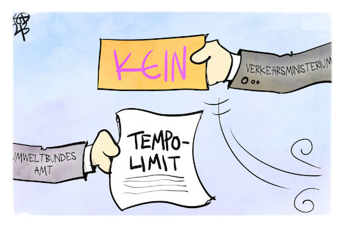 Cartoon: Tempolimit (medium) by Kostas Koufogiorgos tagged karikatur,koufogiorgos,tempolimit,verkehrsministerium,wissing,umweltbundesamt,klima,reflex,karikatur,koufogiorgos,tempolimit,verkehrsministerium,wissing,umweltbundesamt,klima,reflex