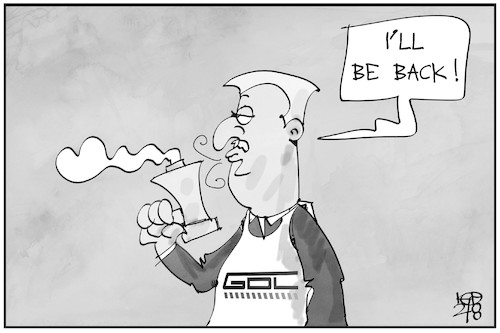 Cartoon: Terminator Weselsky (medium) by Kostas Koufogiorgos tagged karikatur,koufogiorgos,illustration,cartoon,weselsky,streik,gdl,bahnstreik,karikatur,koufogiorgos,illustration,cartoon,weselsky,streik,gdl,bahnstreik