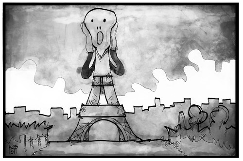 Cartoon: Terror in Paris (medium) by Kostas Koufogiorgos tagged karikatur,koufogiorgos,illustration,cartoon,paris,eiffelturm,schrei,munck,terror,terrorismus,is,isis,islamismus,frankreich,angriff,karikatur,koufogiorgos,illustration,cartoon,paris,eiffelturm,schrei,munck,terror,terrorismus,is,isis,islamismus,frankreich,angriff