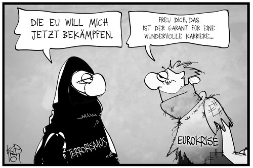 Cartoon: Terrorismus-Abwehr (medium) by Kostas Koufogiorgos tagged karikatur,koufogiorgos,illustration,cartoon,terrorismus,abwehr,eu,europa,euro,krise,erfolg,terrorist,kontraproduktiv,konsequenz,karikatur,koufogiorgos,illustration,cartoon,terrorismus,abwehr,eu,europa,euro,krise,erfolg,terrorist,kontraproduktiv,konsequenz